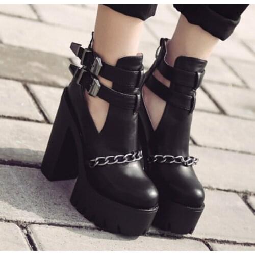 2020 new fashion ankle sandals for women high platform women shoes leather martin high heels women platform sandals