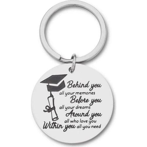 Graduation Keychain Gift for Him Her Women Men Gift for Friend Keyring Behind You All Memories Before You All Your Dream Pendant