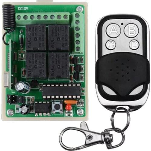 DC 12V 10A 4CH Receiver & Transmitter Momentary Toggle Switch 315mhz 433mhz Wireless Remote Light Switch