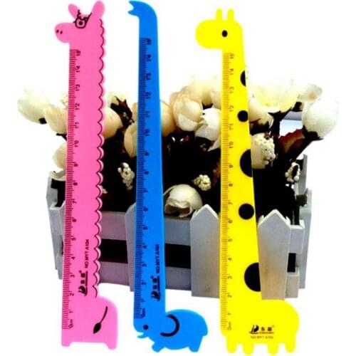 1 PC Kawaii Elephant Alpaca Giraffe Student Plastic Ruler Papelaria Creative Stationery School Supplies 15cm