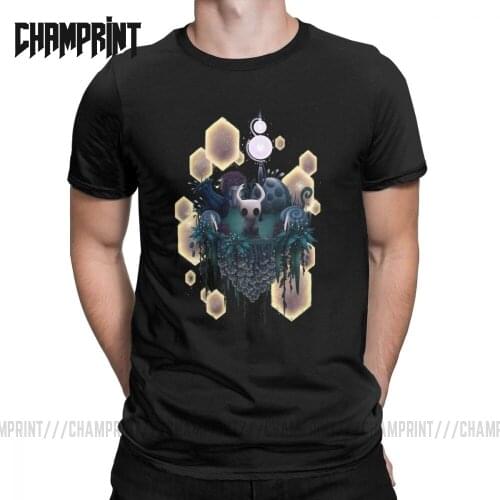 Hollow Knight Men T Shirts Skull Video Game Humorous Tee Shirt Short Sleeve Crewneck T-Shirts Pure Cotton Original Clothes
