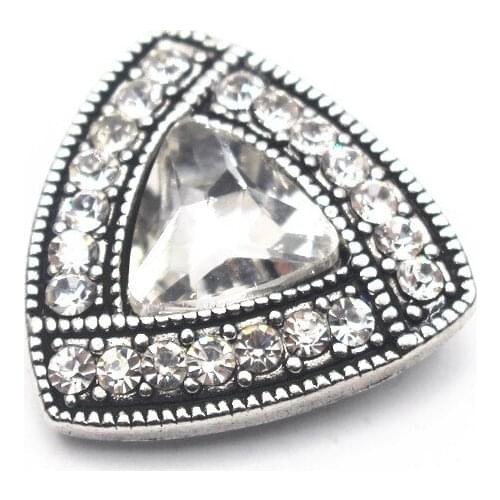 Hot Sale 6pcs/lot Silver Triangle Snap Buttons Crystal Vintag Buttons Charms Fit 18mm DIY Women Snap Bracelet Necklace Jewelry