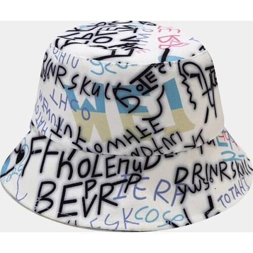 LDSLYJR graffiti print cotton Bucket Hat Fisherman Hat outdoor travel hat Sun Cap Hats for Men and Women 139
