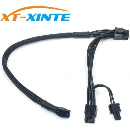 Mini 6Pin to PCI-E 6Pin+8Pin (6+2) Dual Ports PCI-Express Cable Video Graphic Card Splitter Power Cable for G5/Mac Pro 30CM+15CM