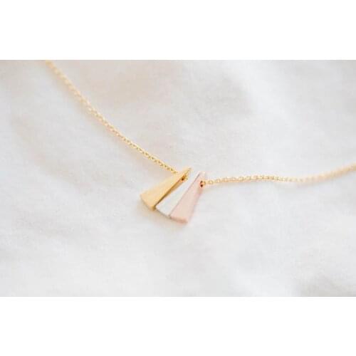 Fashion 3 color triangle Necklace Pendant Necklace for women
