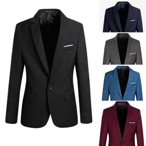 Mens Korean slim fit blazer masculino cotton blazer Suit Office Jacket black blue plus size Male blazers Mens coat Wedding