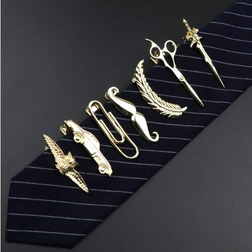 Mens Neck Tie Pin Clips Golden Business Unique Fashion Style Wedding Necktie Wear Man Fathers Gifts Practical Clasp 24 Designs