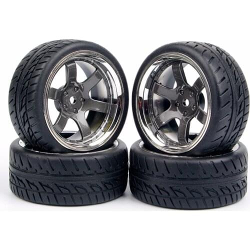 Rim 12mm Hex Rubber Tires Wheel fit 1:10 RC On Road Car Parts Accessory 4pcs/set