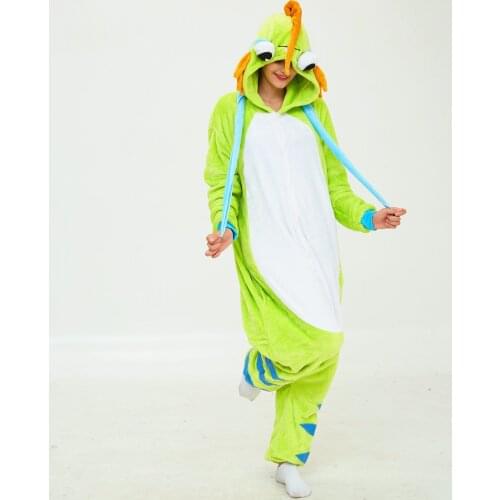 Green Carp Panda Onesie Adult Animal Unicorn Pajamas Suit Warm Soft Stitch Sleepwear Onepiece Winter Jumpsuit Pijama