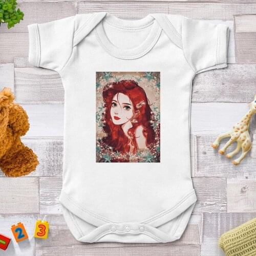 Casual Newborn Baby Boy Girl Short Sleeve Gprahic Disney Princess Print Soft Loose Cute Cartoon Romper Baby Clothes Jumpsuit