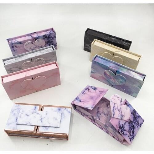 Empty Marble Heart Lash Box Hard Magnetic Case For 8mm-25mm Mink Eyelashes Custom Private Logo Packaging Free Shipping