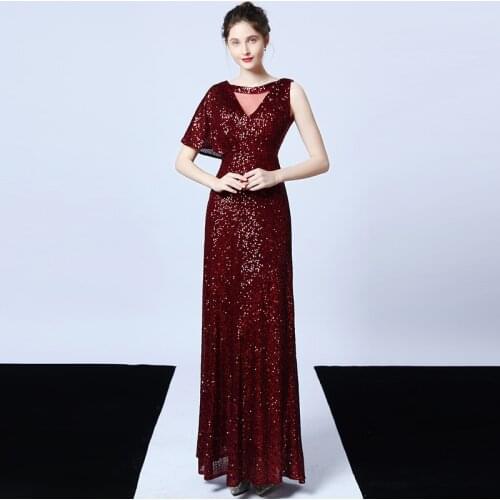 Sexy Women Sequined Evening Dress One Shoulder Robe De Soiree Glitter Backless Dress Ladies Elegant Long Party Dress Vestidos