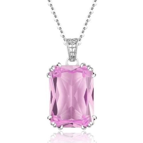 Szjinao Brand Fashion 925 Sterling Silver Pendant Necklace Women Pink Crystal Pendants Necklace 925 Silver Jewelry Fine Genuin