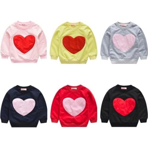 Heart Sweatshirt For Kids Boy Girl Children Spring Autumn Fashion Long Sleeve Sweatshirt Toddler Girls School Sport Tops Clothes