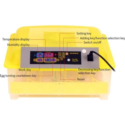 48-Eggs Intelligent Automatic Egg Incubator Temperature Control Hatcher for Hatching Chicken Duck Bird Quail Poultry AC 110-220V