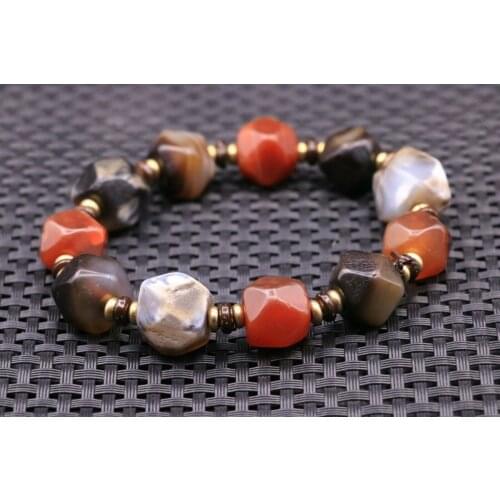 Treasure Unique Ultra 5A Energy Tibetan Agate Tang dZi Bead Bracelet Amulet Timestown UPD22