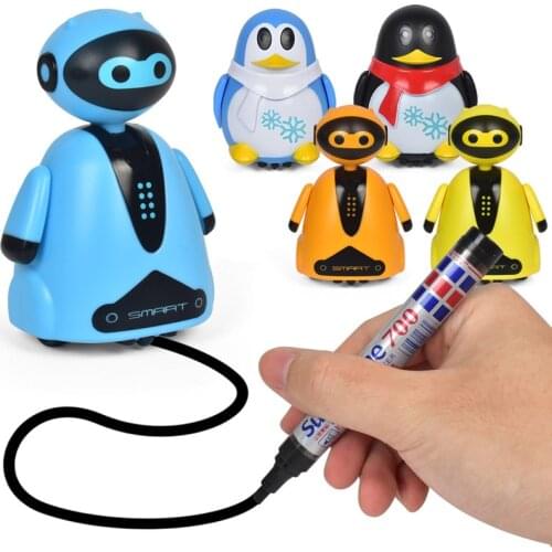 Drawn Line Magic Pet Toy Robot Pen Inductive Penguin Animal Cat Follow Black Track Map Auto Selfie Run Cute Electric Gift fo Kid