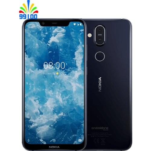 Refurbished Unlocked Original Cell Phone Nokia 8.1 Qualcomm 710 Full Screen 6.18" 4GB+64GB Dual rear Camera Fingerprint 4G-LTE