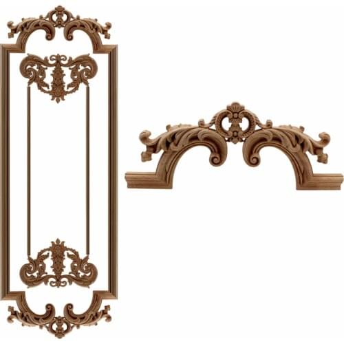 VZLX Furniture Craft Unpainte Carving Wood Garden Decoration Maison Wooden Applique Decal Corner Onlay Frame For Home Decor