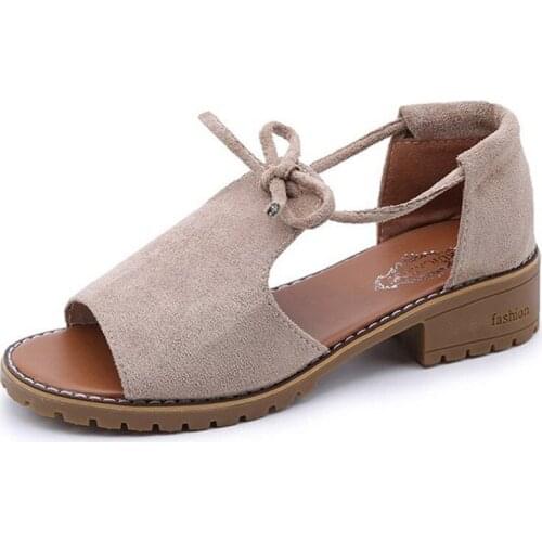 2019 New Bowknot Low Heels Women Sandals Summer Open Toe Square Heel Women Shoes Fashion Ladies Sandalias XKD4213