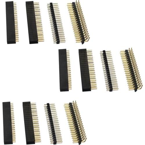 12PCS 40 Pin GPIO Header Kit 20X2 Pins Right Angle GPIO Header Socket for Raspberry Pi Zero/4B/3B+/3B/3A