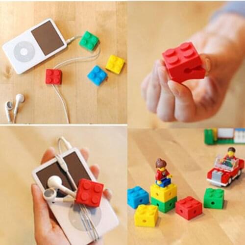 20pcs/lot Earphone Cable Winder Box building blocks Tidy Headphone Line Holder Headset Earbud Wire Organizer Cable Cord Wrap