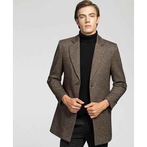 2019 Brand Wool Coat Men Warm Thick Men Long Coat Winter Wool Blend Casual Slim Male Coat Jacket Plus Size Manteau Homme Laine