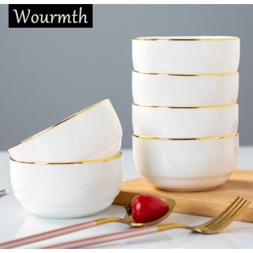 4 pcs set Jingdezhen Bone china Rice bowl set Household Noodle Soup bowl creative Phnom Penh Ceramic Tableware Korean Rice bowl