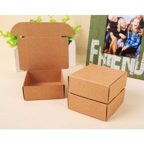 50pcs/lot 55/65/75/85/90/110/125mm Kraft Paper Brown Color Gift Boxes, Handmade Soap/candy/jewelry/earing Packaging Folding Box