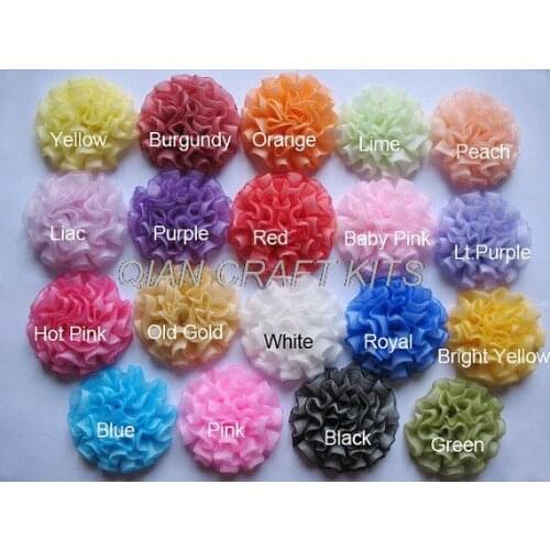 70pcs Organza 2 Tone 3" Cabbage Rose mixed colors or specified no clips for diy