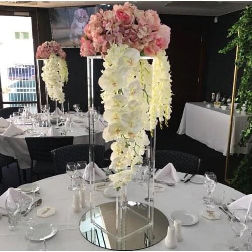 Acrylic Floor Vase Clear Flower Vase Table Centerpiece For Marriage Vintage Floral Stand Columns For Wedding Decoration
