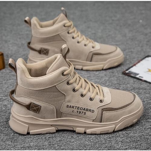 Martin Boots Mens Autumn and Winter Tooling Boots All-match Canvas Shoes Men High-top Sneakers Ankle Boots Botas Hombre