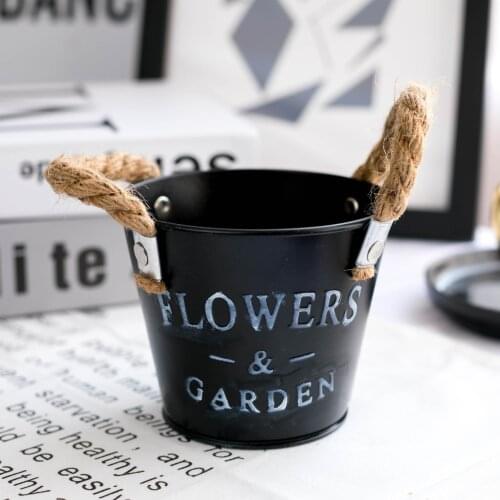 Decorative Flower Bucket Vintage Corrosion Resistant Metal Iron Grass Pot Planter For Artificial Plants