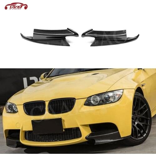 For E92 Front Bumper Lip Splitters Flaps Spoiler for BMW 3 Series E92 E90 E93 Real M3 2007 - 2013 Carbon Fiber FRP Head Cupwings