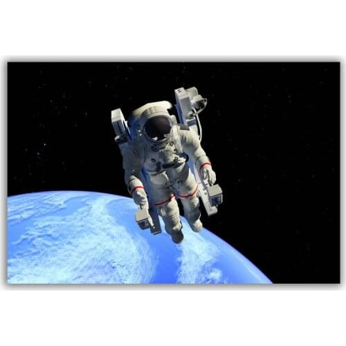 HT027 Spectacular Universe Earth And Moon Space Station Astronaut Silk Fabric Poster Art Decor Indoor Painting Gift