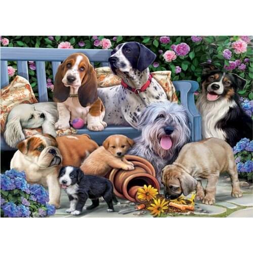 Puppy family pattern 5D DIY full diamond cross stitch diamond mosaic home decoration