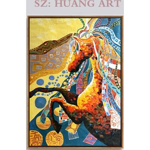 Impression abstract hand-painted oil painting animal class flower horse hanging large murals decorated the hotel sofa lobby