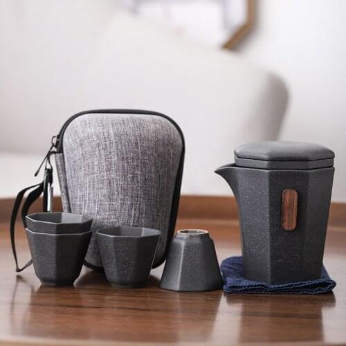 Chinese Teaware Portable Travel Tea Pot Cup Sets Ceramic Teapots Gaiwan Teacups with Travel Bag