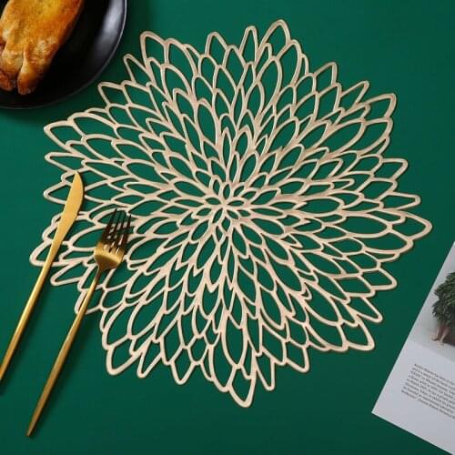 2021 New PVC Placemat Dining Table Mat ashable Dining Wedding Party Packs Flower Design Heat Resistant Placemat Home Decor