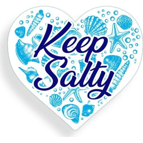Keep Salty Heart Sticker Sea Shell Seashell Beach Cup Cooler Car Window Decal