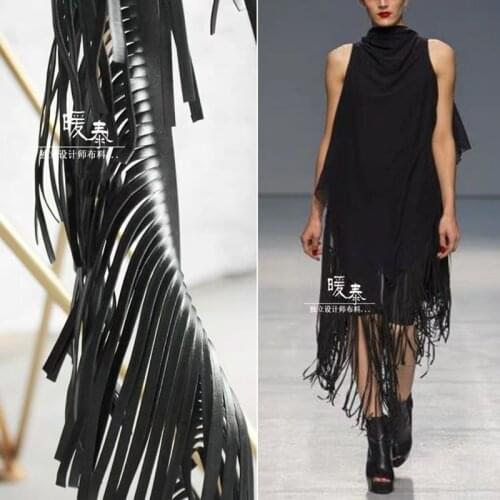 New Black Tassel Lace Trim Synthetic Leather Fringe DIY Bags Cuff Neckline Handmade Decor Dress Hem Designer Accessories
