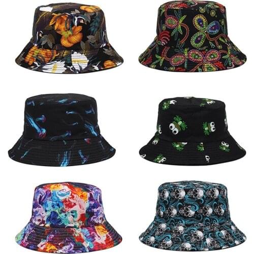 2021 Panama Bucket Hat Men Women Summer Reversible Bucket Cap Flamingo Print Bob Hat Hip Hop Gorros Fishing Fisherman Hat