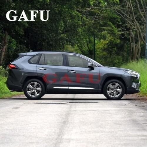 Fit For Toyota RAV4 Accessories Stainless Steel Car Body Scuff Strip Side Door Molding Streamer Cover Trim 4pcs 2019 2020