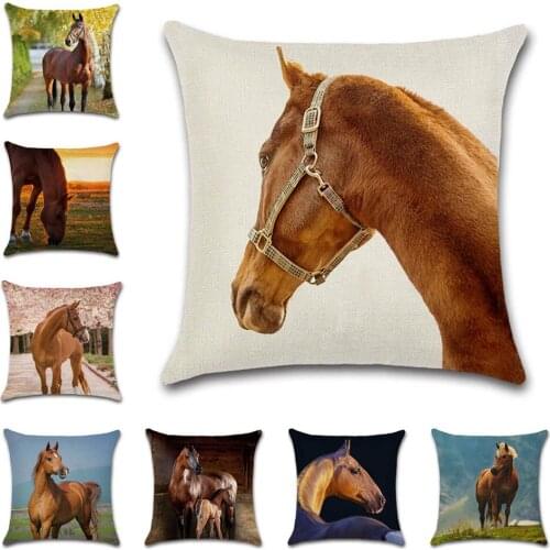 Horse and view Print Animal Cushion Cover decorative Home chair car seat friend Decor Living room sofa kids gift pillowcase