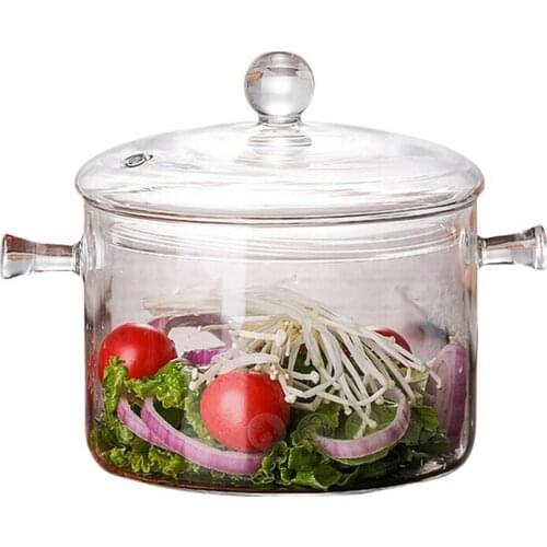1300Ml Creative Soup Pot Transparent Glass Cooker Salad Instant Noodle Bowl Handmade Cooking Tools Kitchen Supplies
