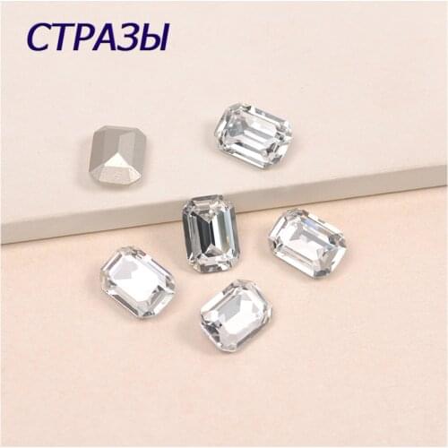 Crystal Nail Art Strass Sew on Rhinestones Clear Octagon Shiny 3D Strass Gem Stone Manicure Decoration Charms Garment Jewelry