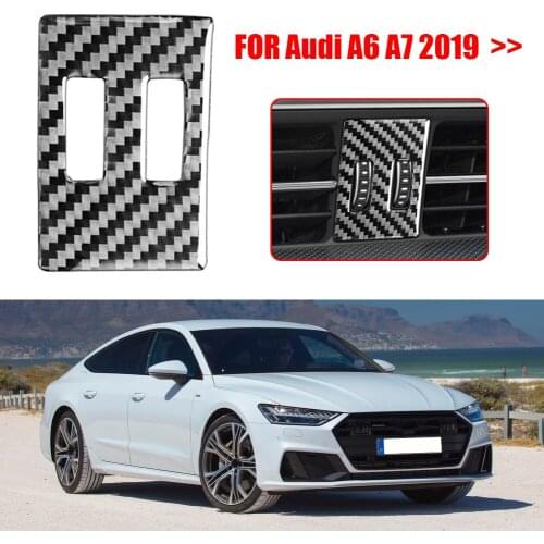 Genuine Carbon Fiber A/C Vent Outlet Knob Panel Trim Cover Decoration for Audi A6L A7 2019 LHD Car Interior Accessories