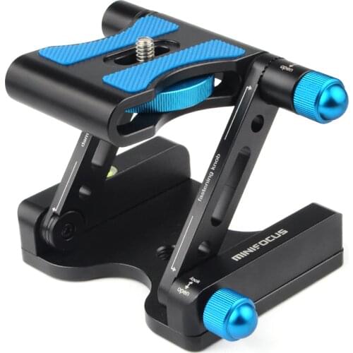 Folding Z Flex Tilt Head 2 Camera Bracket Tripod Ball Head w/ Spring gear Compatible Slide Rail Camera Tripod Stabilizer (Blue)