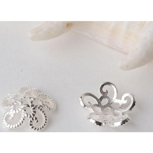 Solid 925 sterling silver flower bead cap, spacer bead caps, jewelry diy silver findings/components