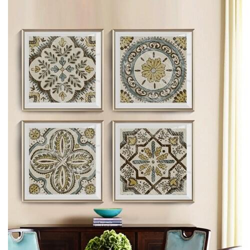 Vintage Geometric Wall Art Mandala Square Picture Nordic Posters And Prints Canvas Painting Interior Living Room Decor